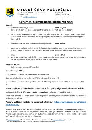 Výše poplatků pro rok 2024 1