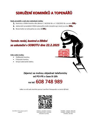 SDRUŽENÍ KOMINÍKŮ A TOPENÁŘŮ - revize, kontrola a čištění komínu 22. 2. 2025