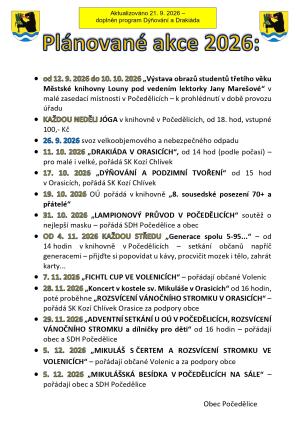 Plánované akce 2026 - aktualizovaný 21.9.2026